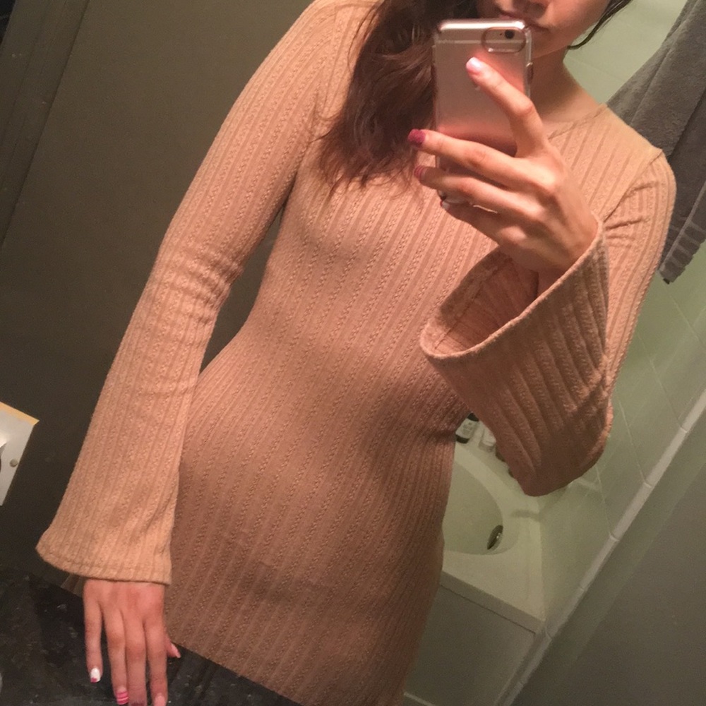 Tan sweater dress
